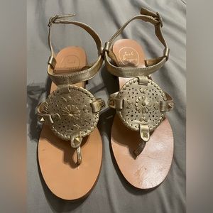 Jack Rogers Gold Sandals. Size 8.